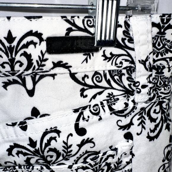 Kut from the Kloth Womens Sz 12 Black White Brigitte Ankle Skinny Pattern Jeans - Picture 5 of 10